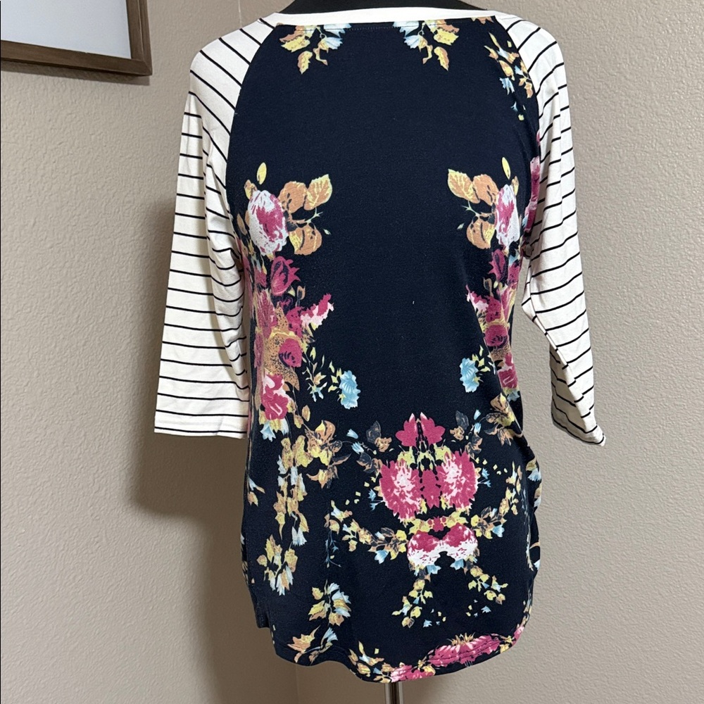 Nuggles Striped Floral Long Sleeve Top